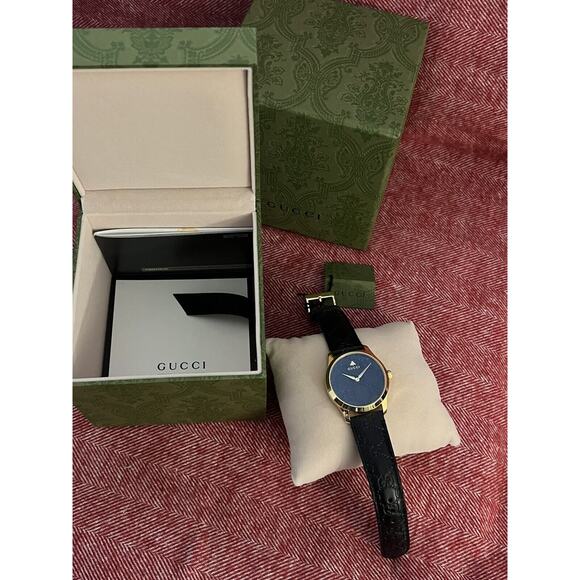 New Gucci G-Timeless Gold Tone Steel Black Dial Watch YA1264034A - Picture 1 of 8